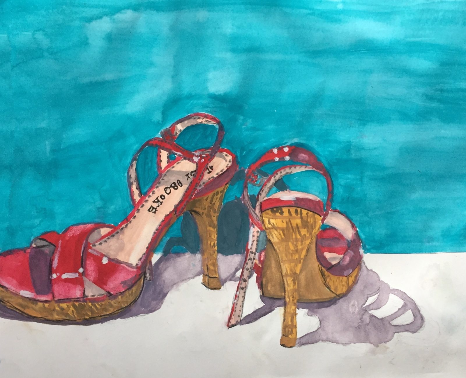 Janelle - Red Shoes in watercolor