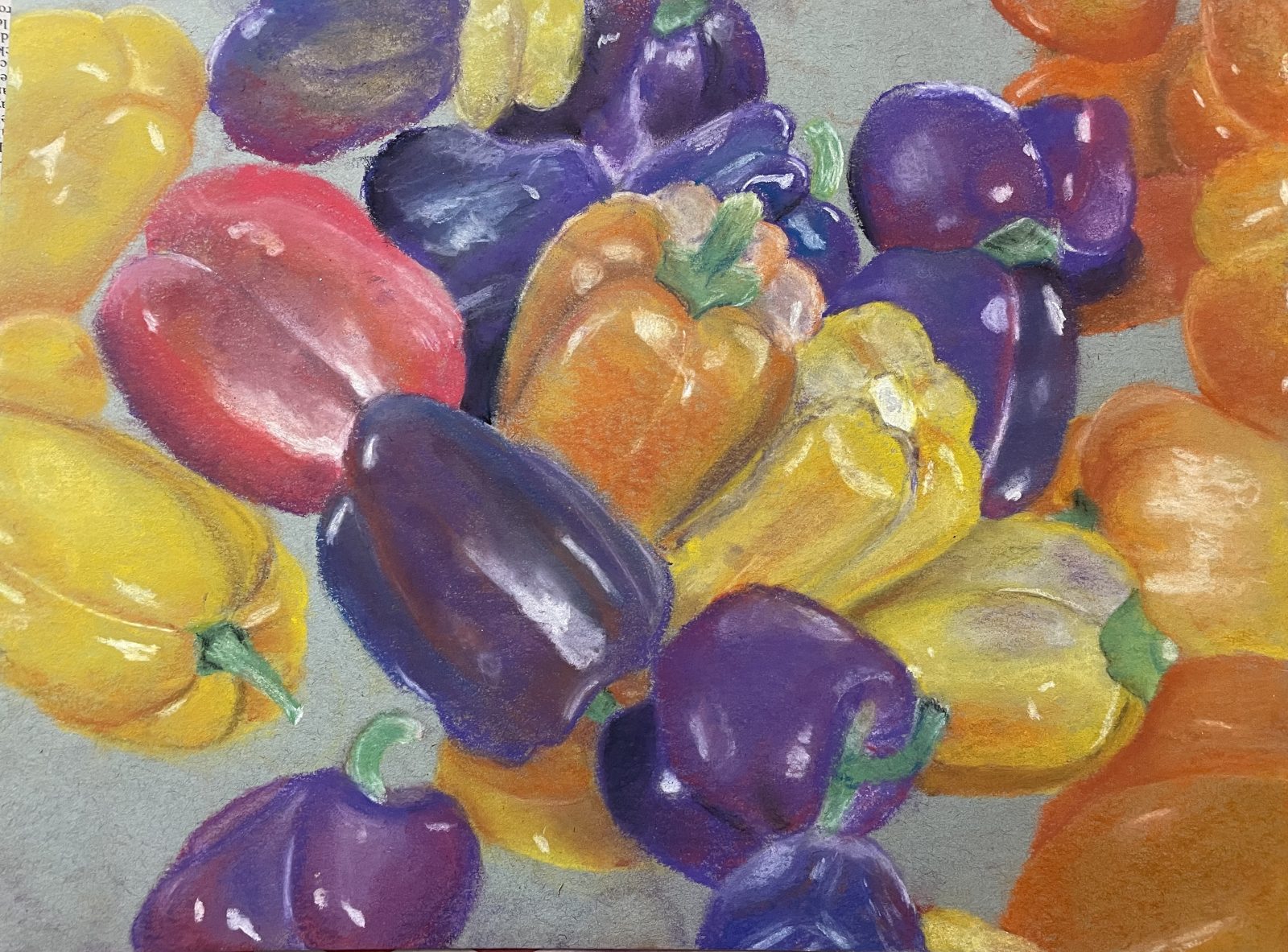 Peppers in pastel by Natalie